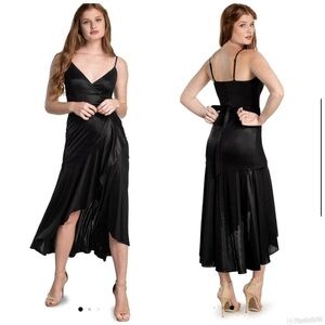 Dress The Population Salome Asymmetrical Hem Wrap Dress